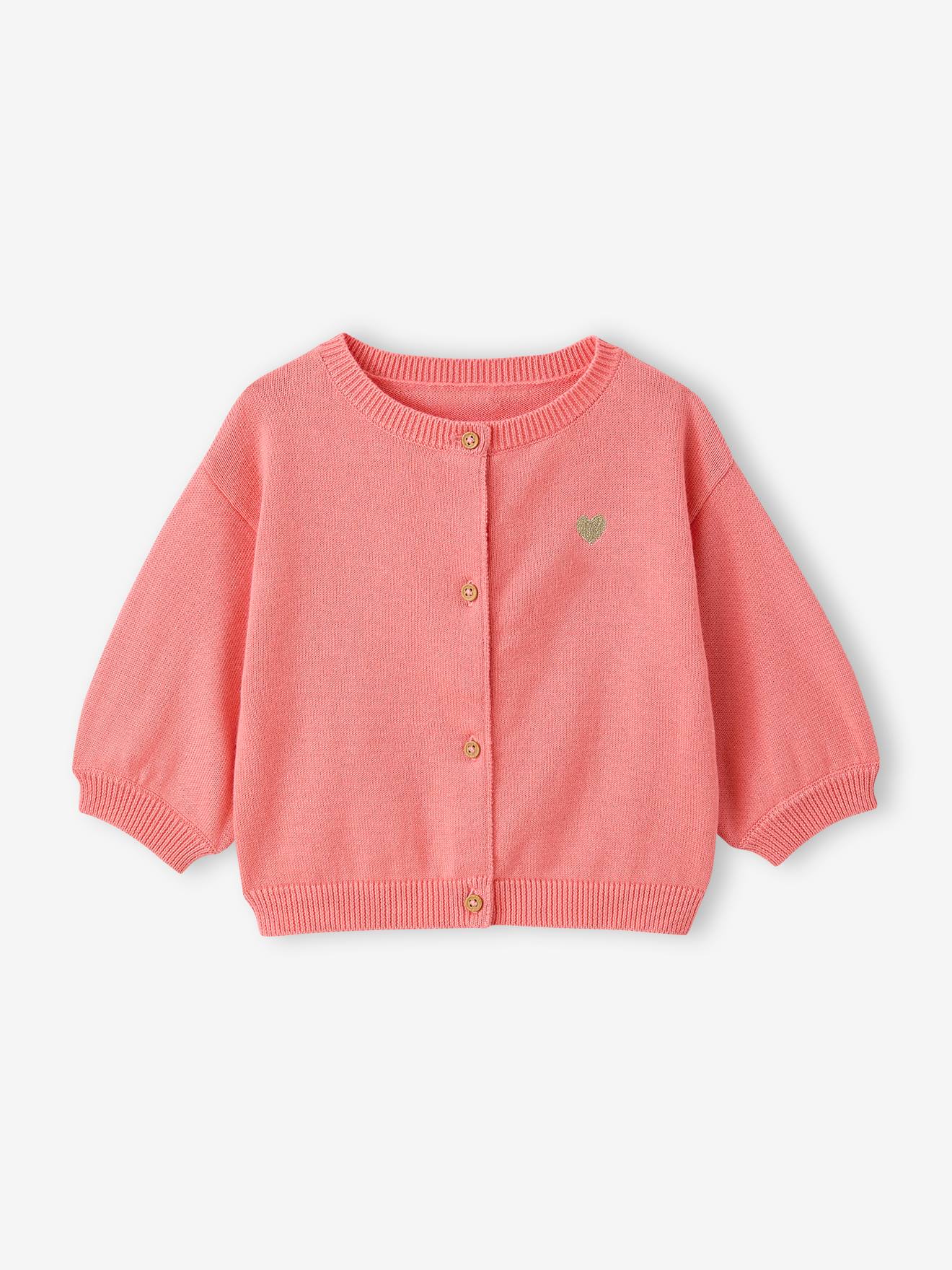 Gilet bb en tricot broderie coeur corail 8 €