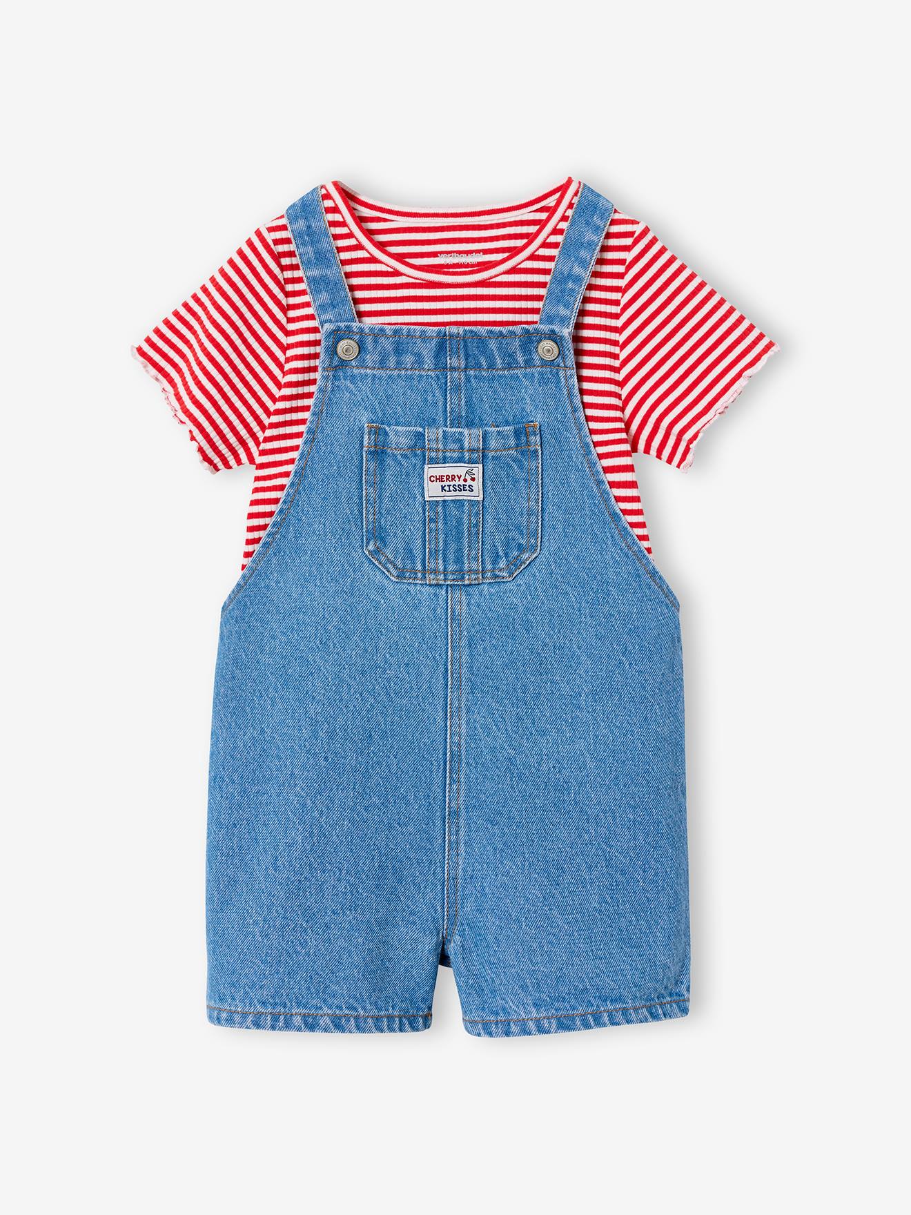 Ensemble salopette t-shirt bleu moyen
