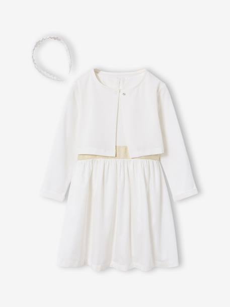 Fille-Ensemble robe patineuse boléro serre-tête