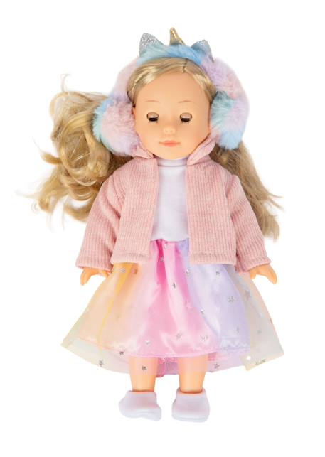 Pioupiou Et Merveilles - Poupée Frostyzz Licorne Avec Cache-oreilles Pour Enfant - 30cm Rose