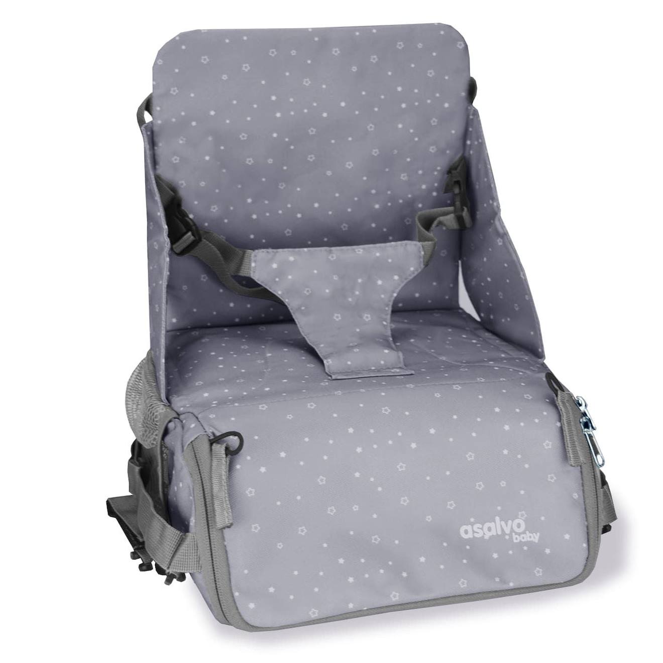 Chaise haute de voyage - sac hummus étoiles gris