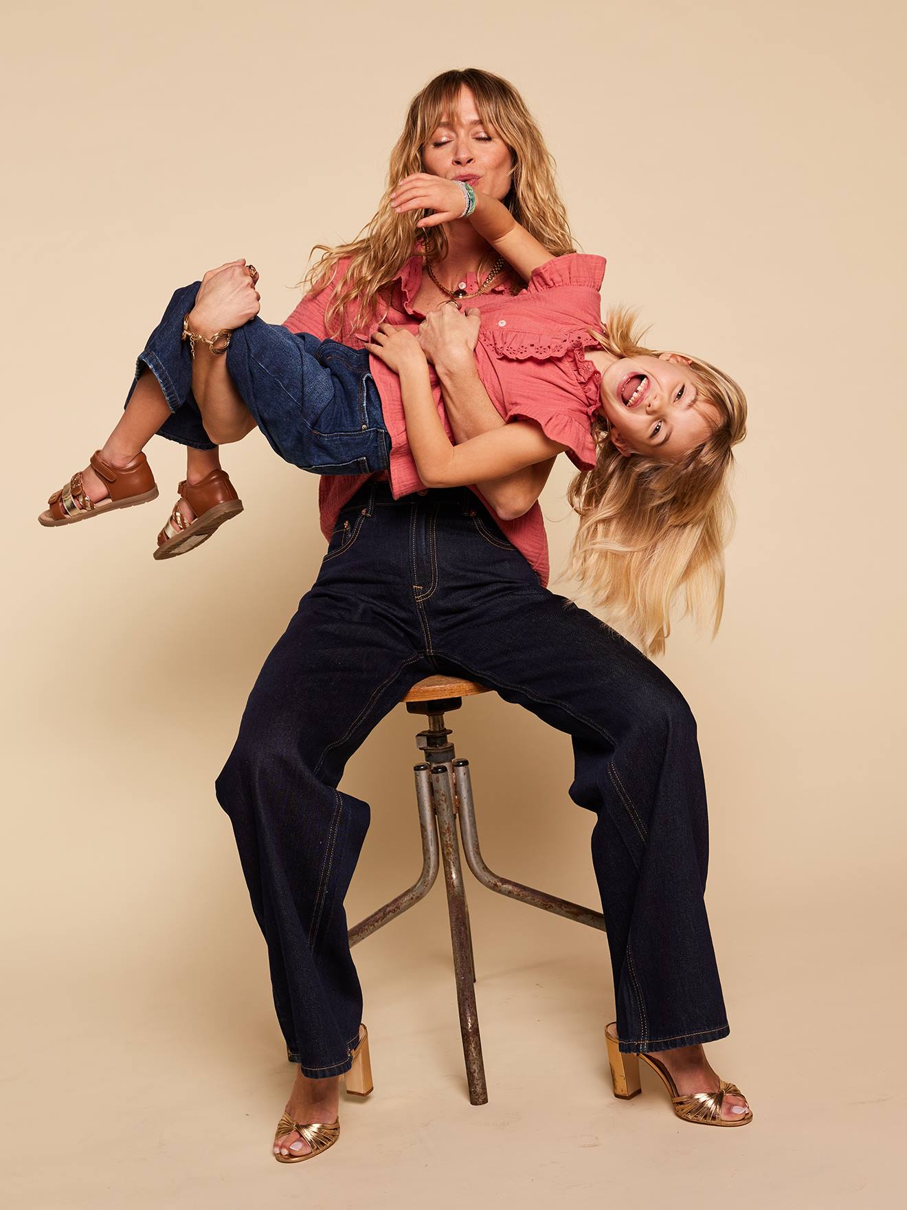 Chemise à volants fille Capsule mère-fille vieux rose