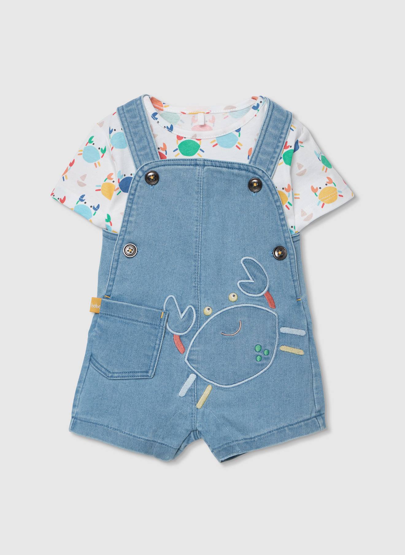 Ensemble Bébé T-shirt Et Salopette Imprimée En Denim Multicolore