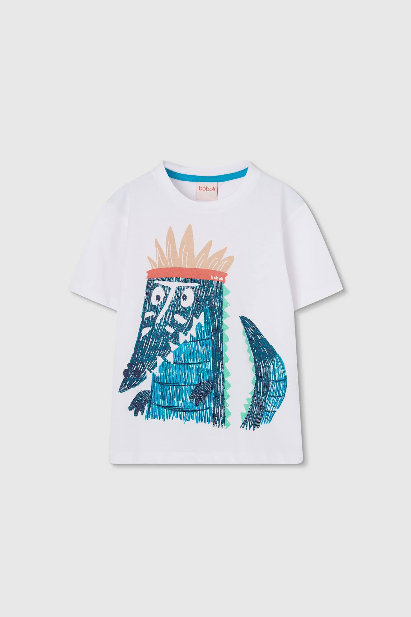 T-shirt Enfant En Coton Crocodile Blanc T-shirt Enfant En Coton Crocodile Blanc
