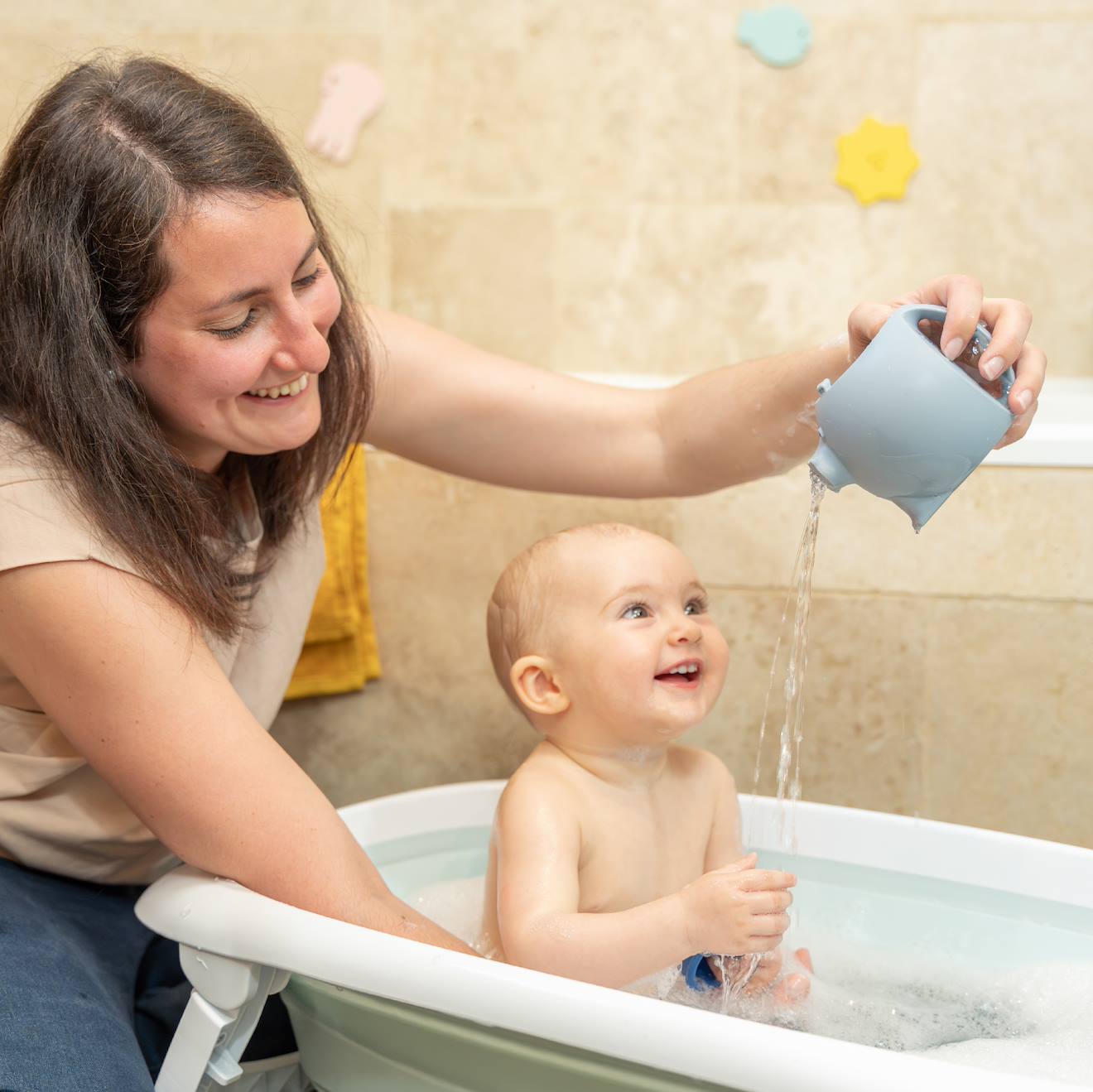 Jouet De Bain Arrosoir En Silicone Bleu (Badabulle) - Image 1