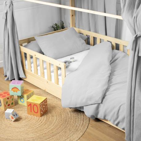 Housse de couette en gaze de coton jeanne Beige+Blanc+Blanc à pois or+Bleu+Camel+Écru+Gris clair+Rose+Terracotta+Vert de gris 37 - vertbaudet enfant 