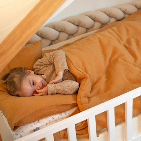 Housse de couette en gaze de coton jeanne Beige+Blanc+Blanc à pois or+Bleu+Camel+Écru+Gris clair+Rose+Terracotta+Vert de gris 34 - vertbaudet enfant 