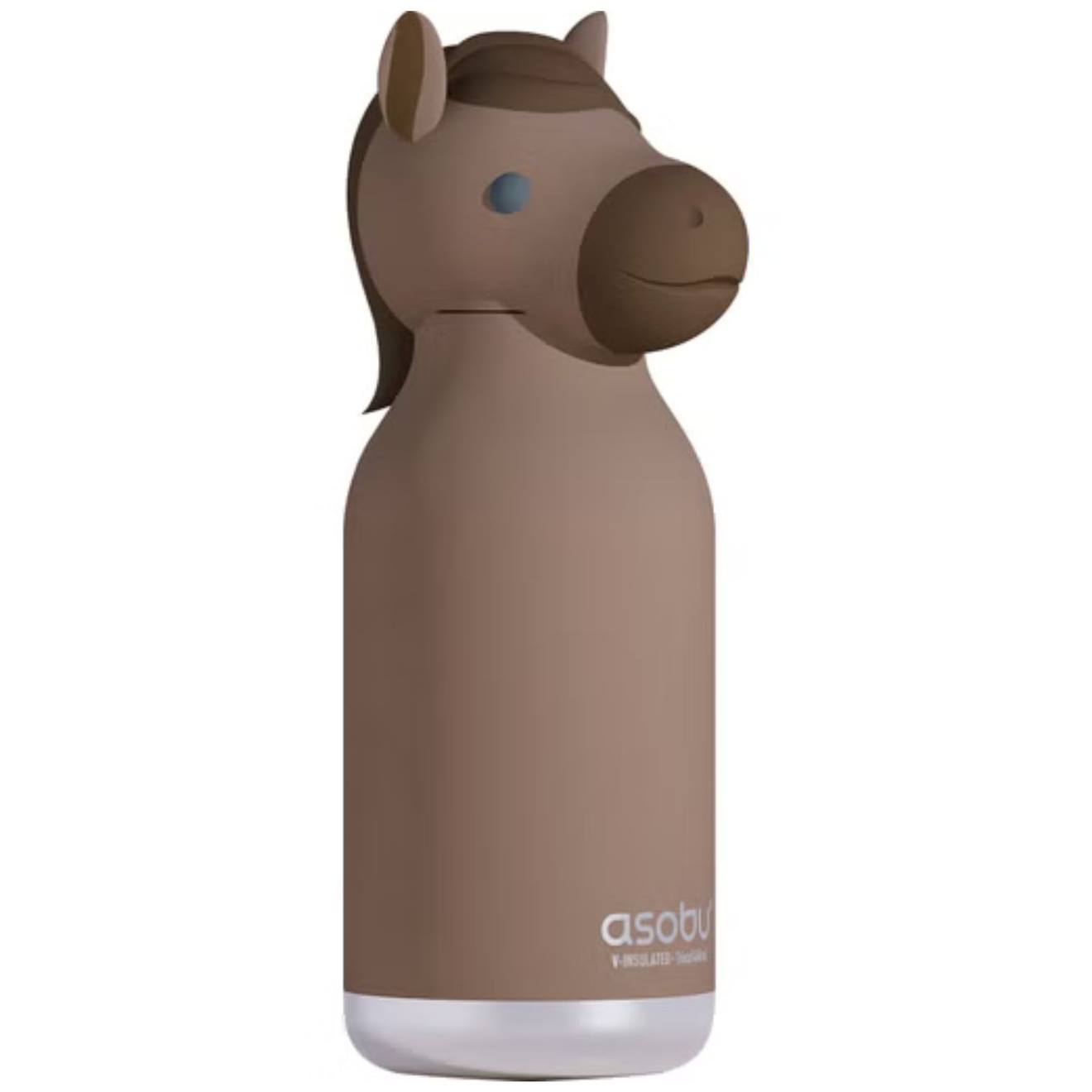 Gourde Isotherme Enfant Avec Paille En Silicone Et Décor Animal Pour Boissons Chaudes Et Froides Marron, Noir