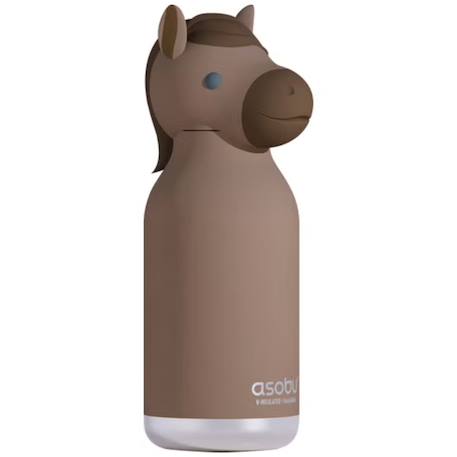 Fille-Gourde isotherme enfant avec paille en silicone et décor animal pour boissons chaudes et froides