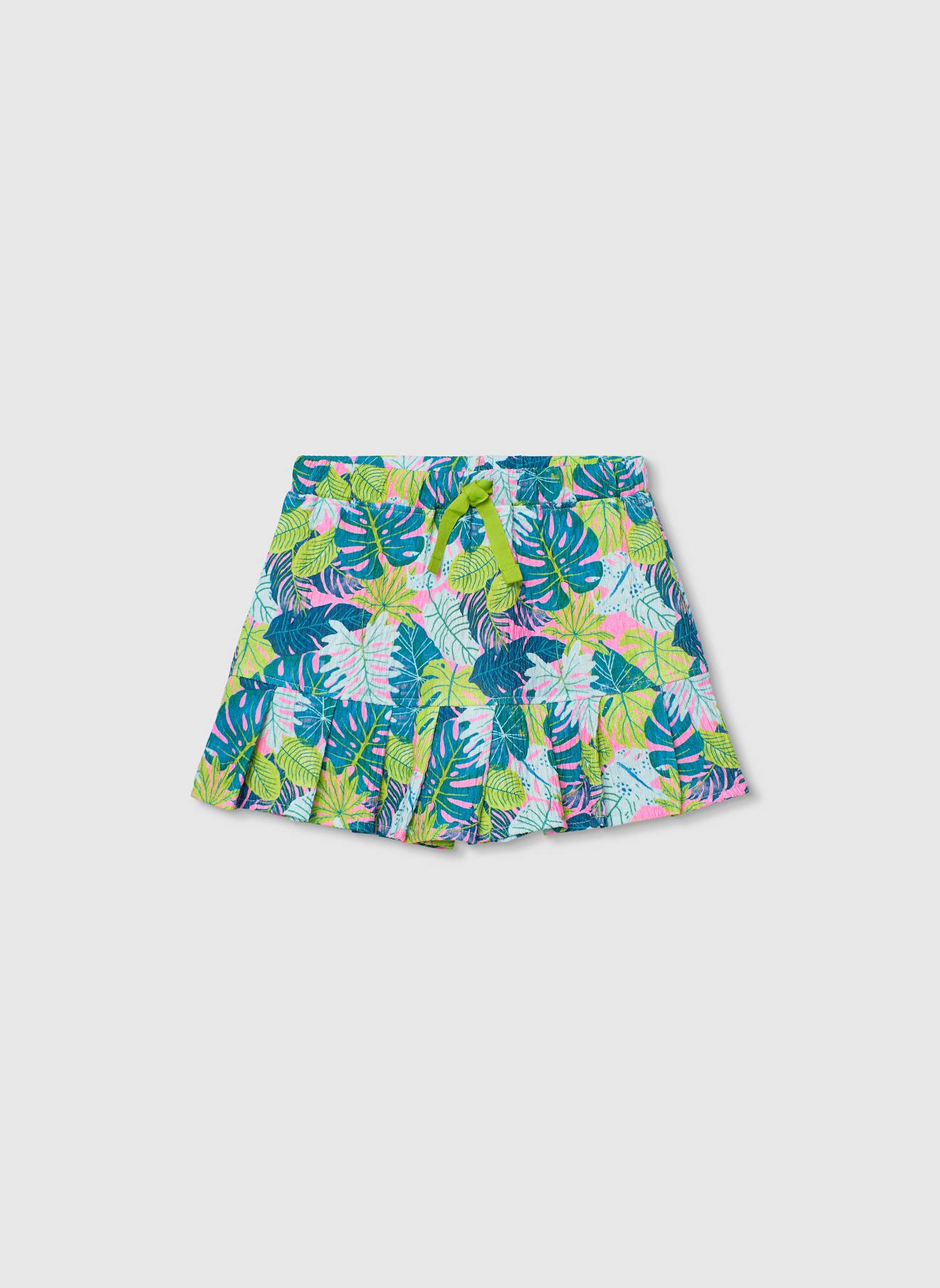 Jupe En Maille Feuilles Multicolore