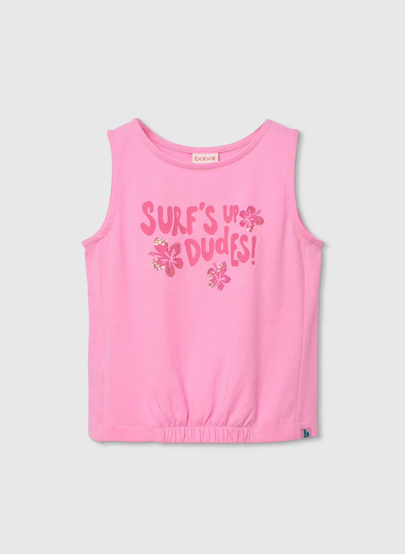 Débardeur fille en coton rose