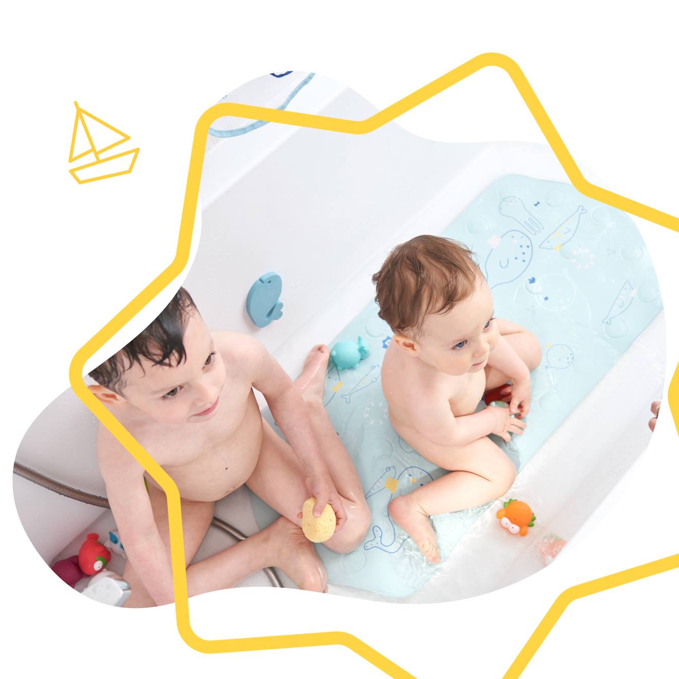 Tapis De Bain Xxl Avec Témoin De Température Bleu (Badabulle) - Image 1