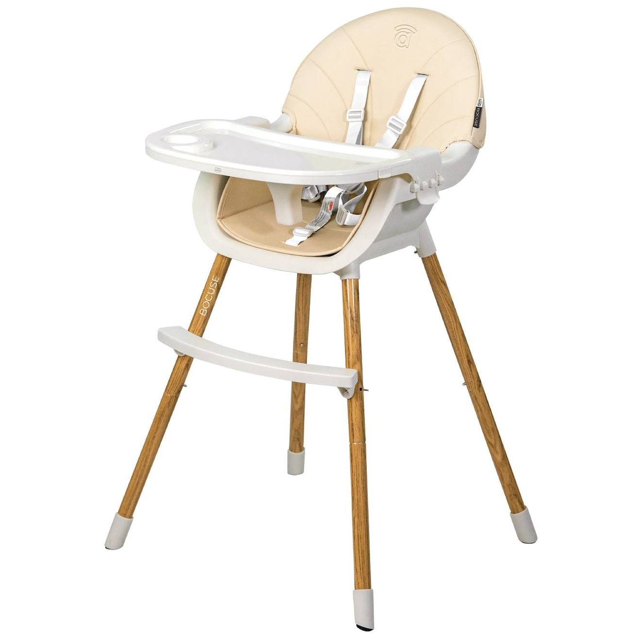 Chaise Haute 2 En 1 Pliable Évolutive Bocuse Beige Et Blanc (Asalvo) - Couverture