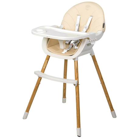 Asalvo - Chaise Haute 2 En 1 Pliable Évolutive Bocuse Beige Et Blanc