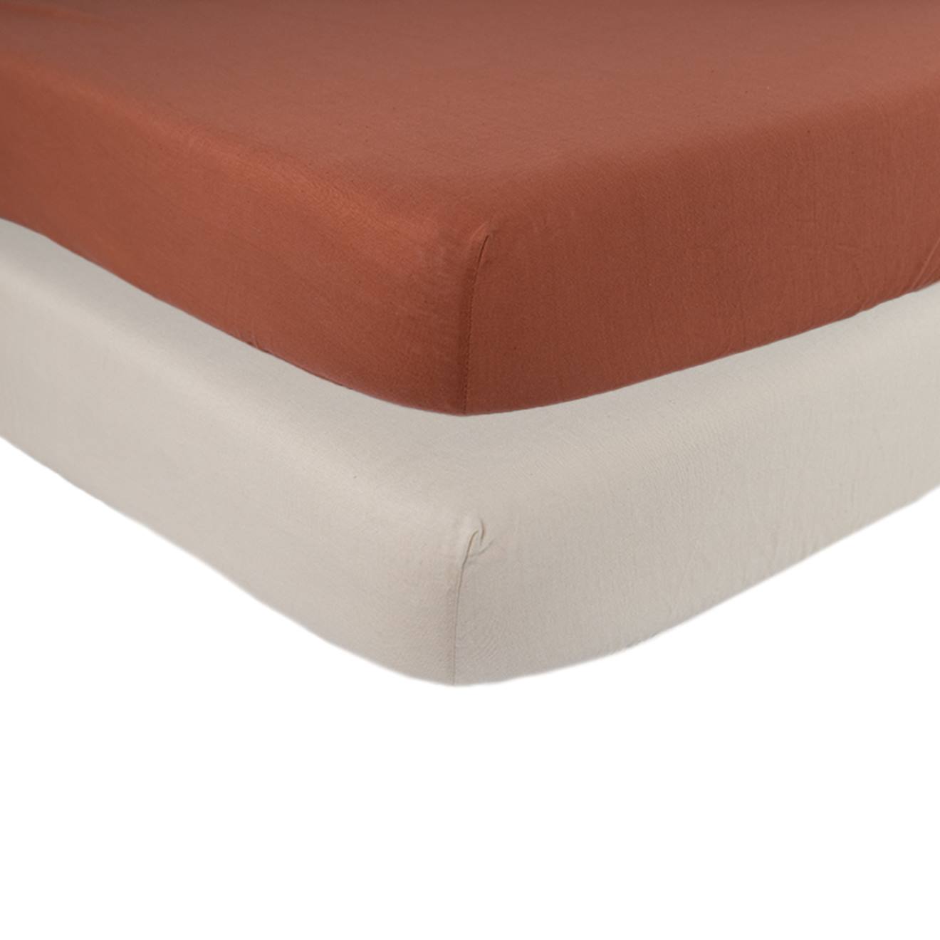 Lot De 2 Draps-housses Lit Bébé Terracotta