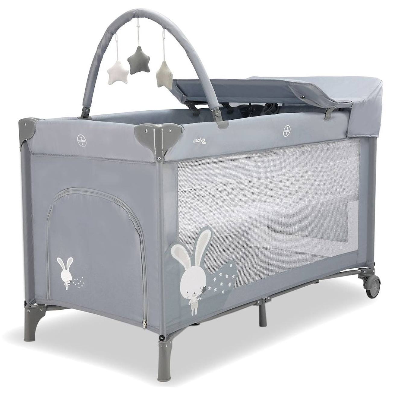 Lit De Voyage Complet Grey Bunny Gris
