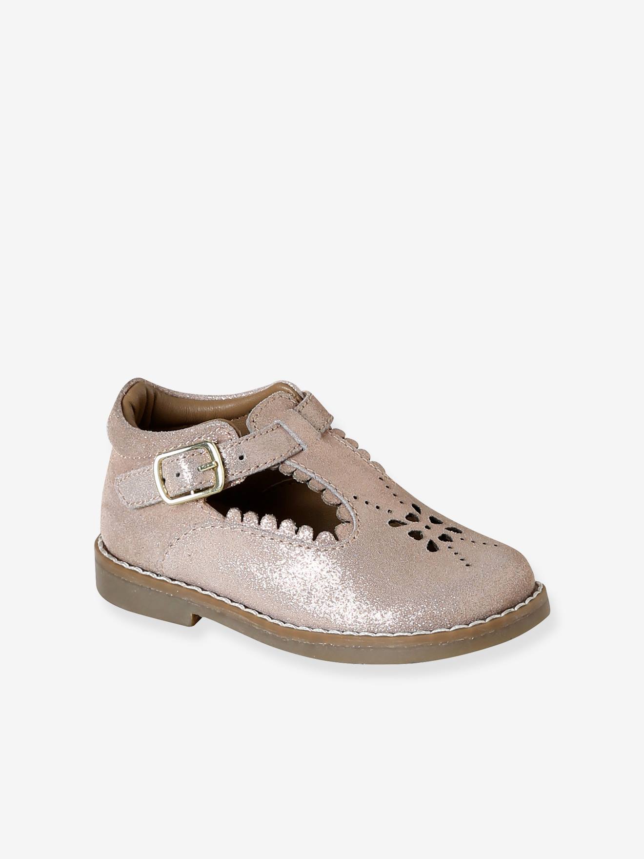 Salomé bébé cuir rose poudré