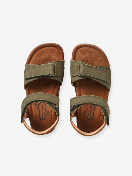 Sandales cuir enfant à scratchs collection maternelle kaki+marine 4 - vertbaudet enfant 