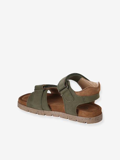 Sandales cuir enfant à scratchs collection maternelle kaki+marine 3 - vertbaudet enfant 
