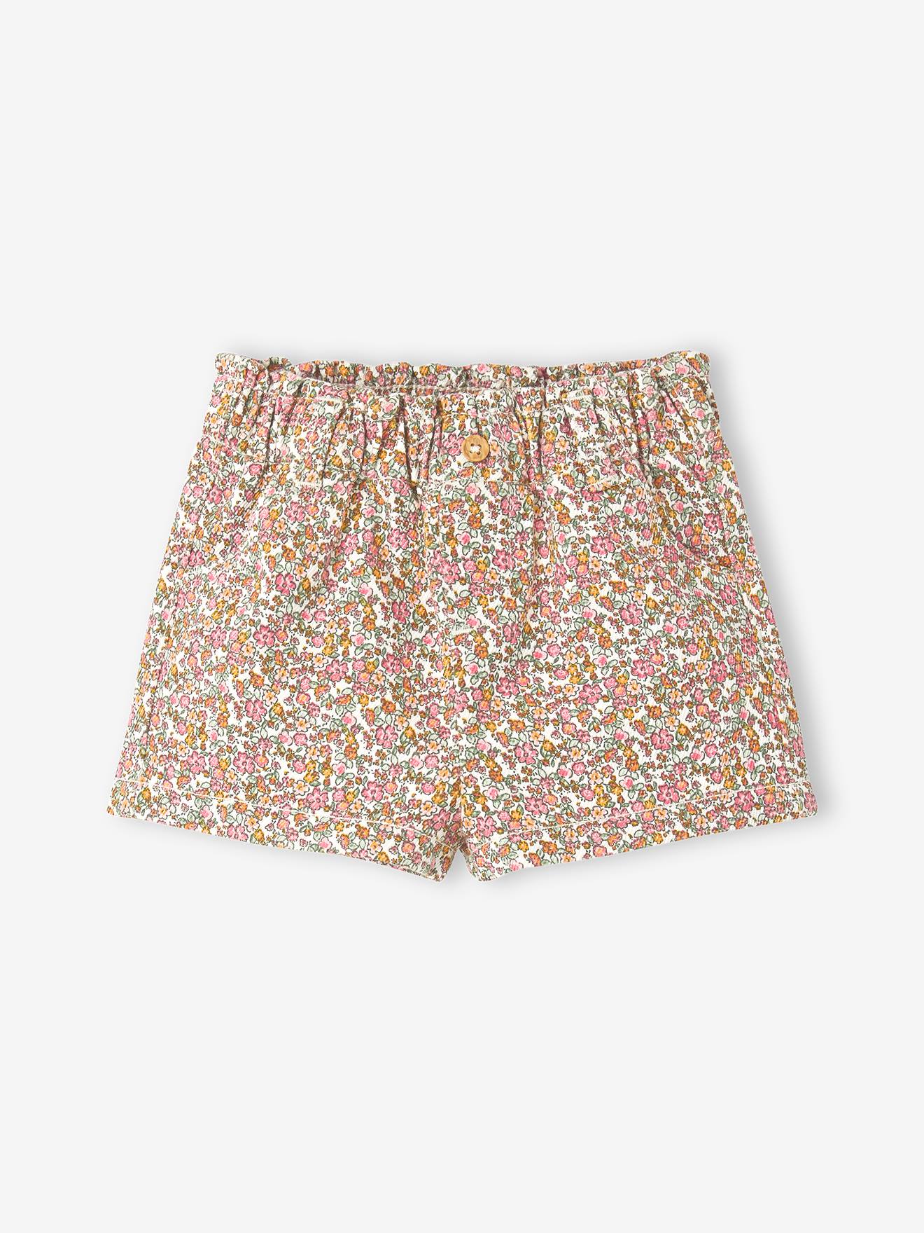 Short bébé imprimé fleuri écru