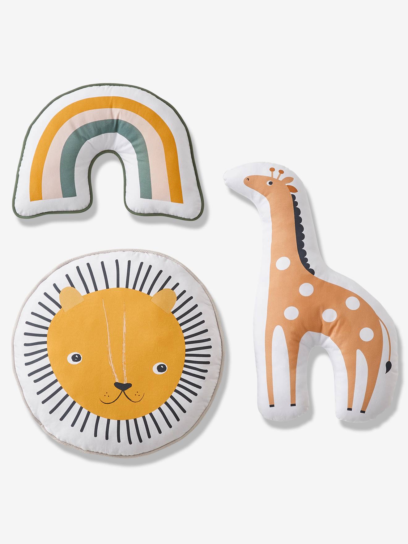 Lot de 3 coussins animaux TANZANIE miel (Vertbaudet) - Image 1