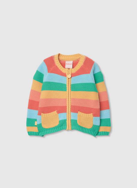 Bébé-Pull, gilet, sweat-Gilet bébé rayé en maille