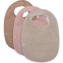 Puériculture-Repas-Lot de 3 bavoirs en éponge wild rose-nougat-biscuit