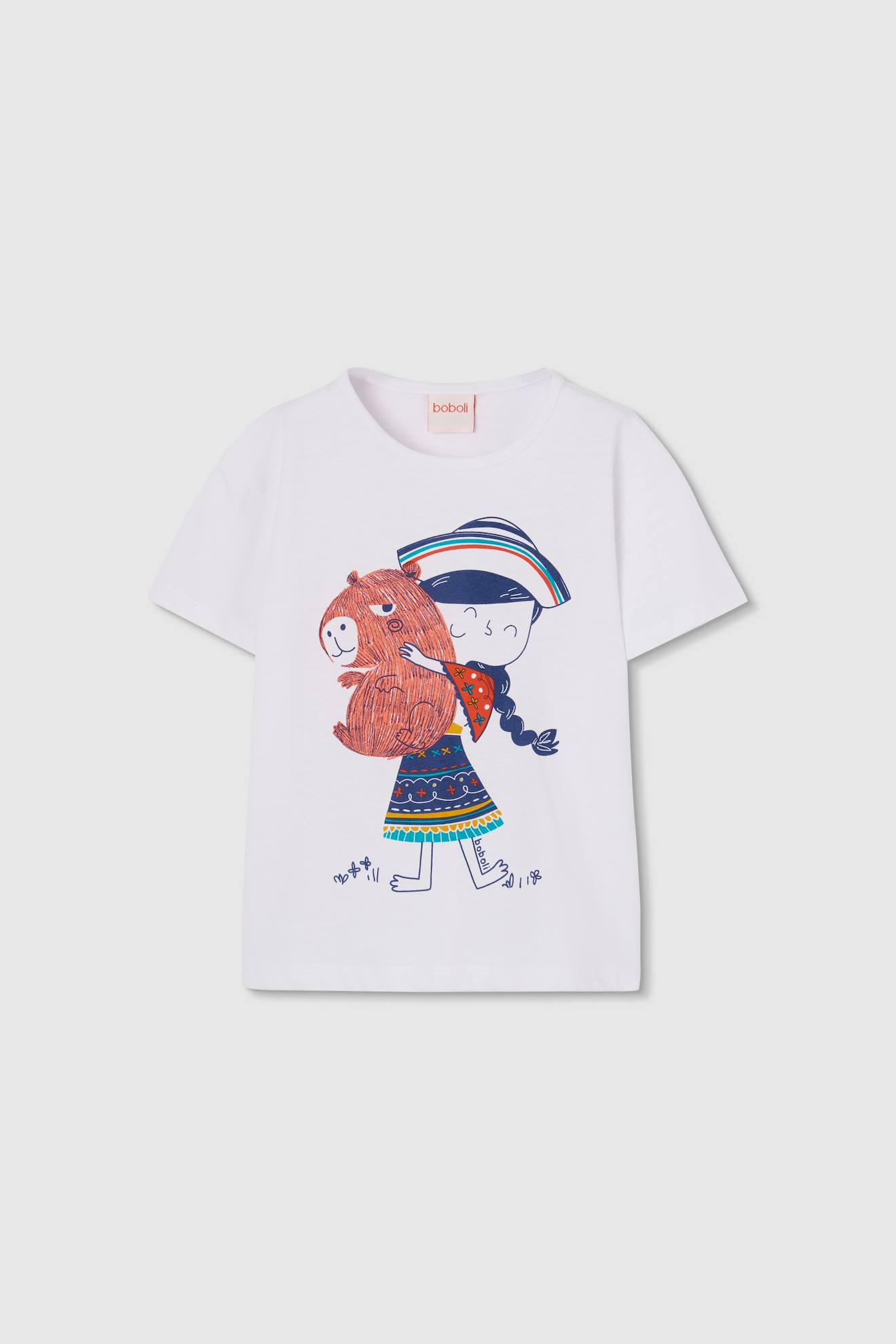 T-shirt Fille Coton Imprimé Blanc