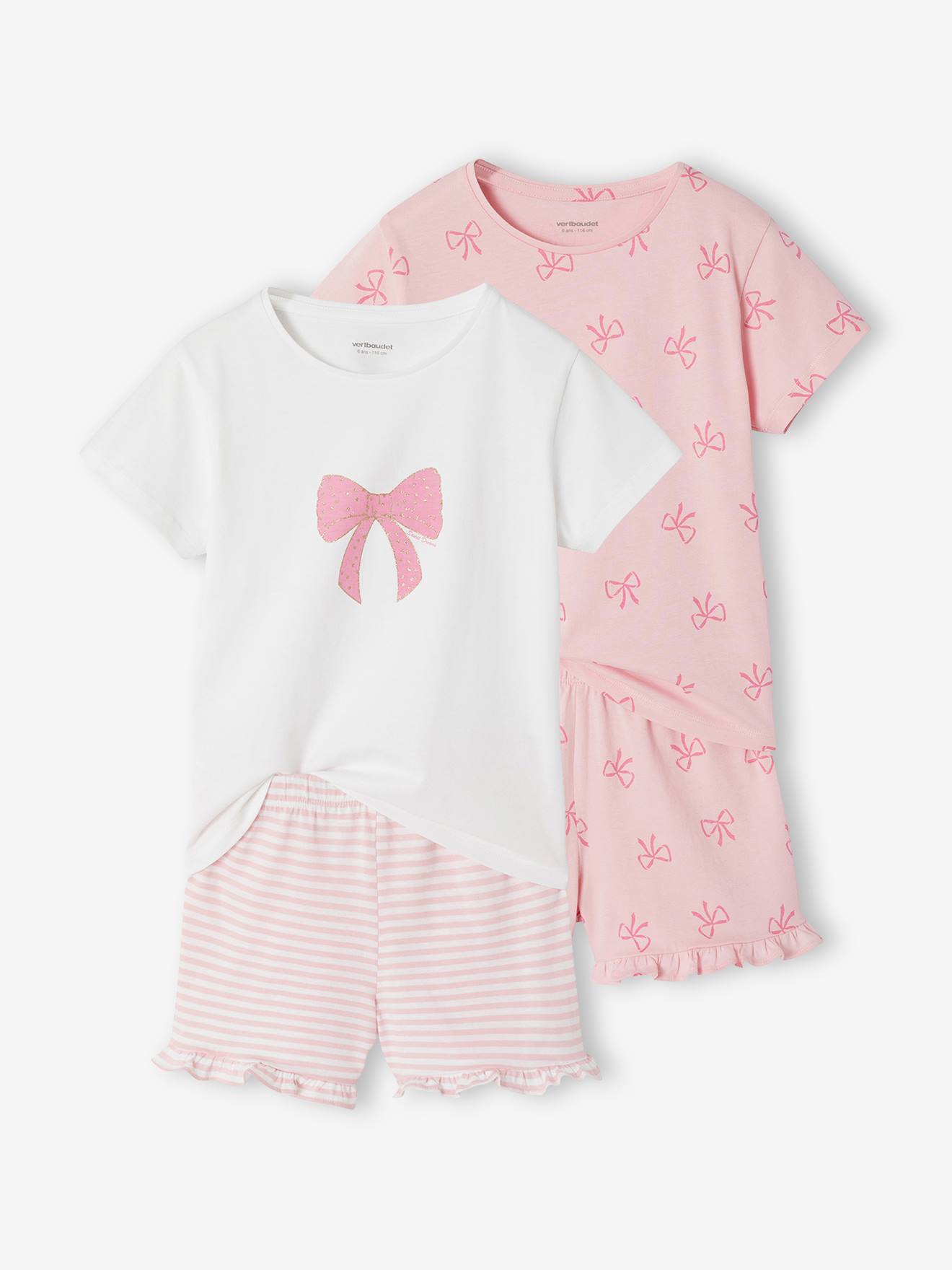 Lot 2 pyjashort nœud rose