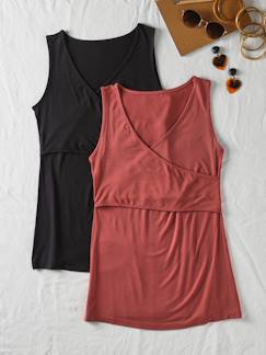 Vêtements de grossesse-Lot de 2 débardeurs grossesse effet croisé Fiona