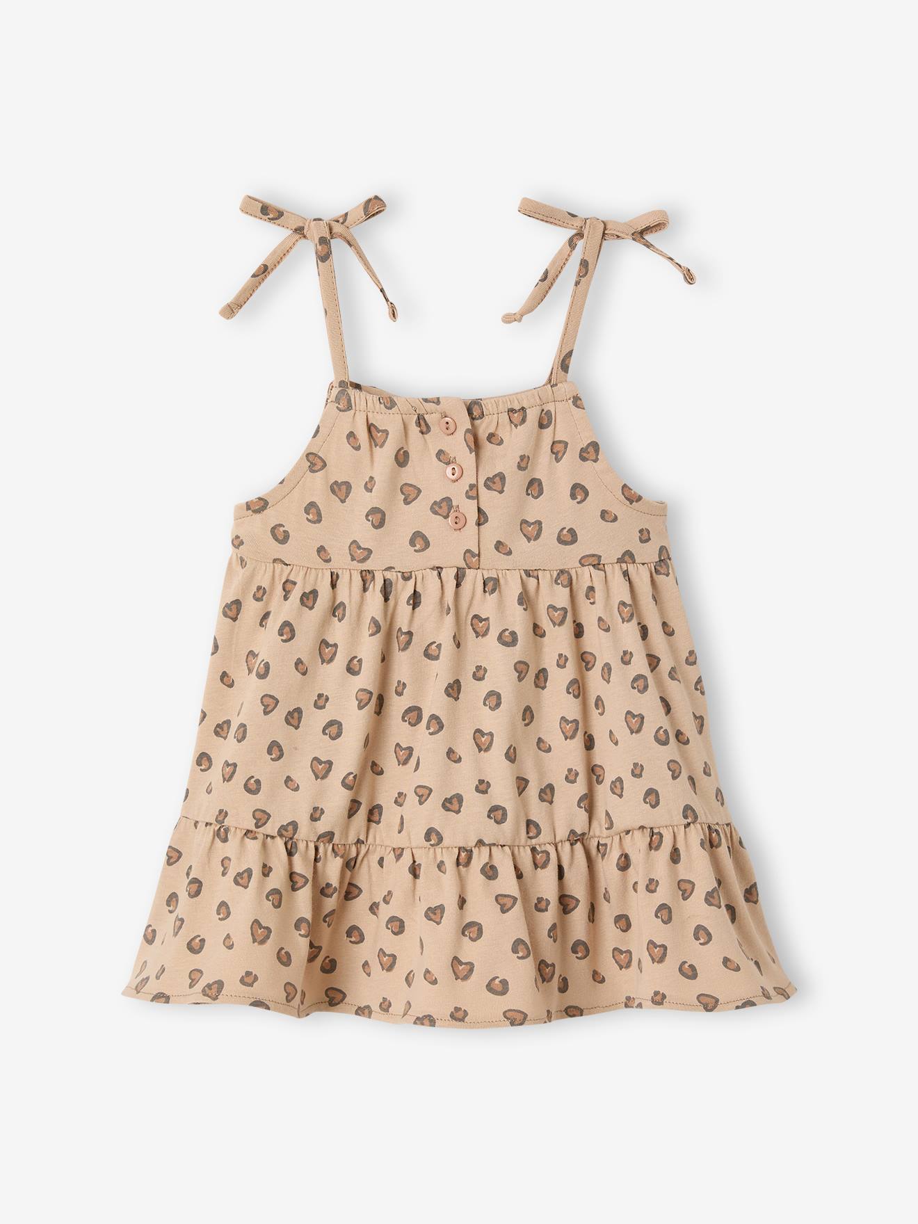 Robe bébé fille bretelles coton bio beige