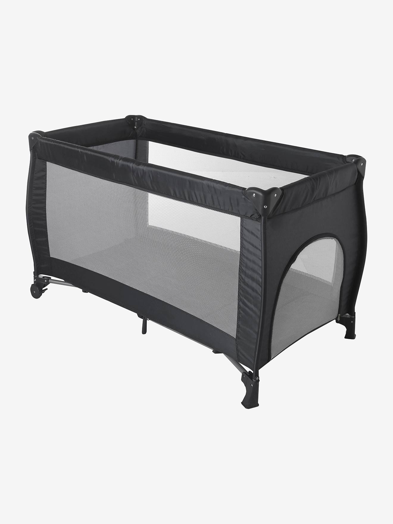 Lit pliant bébé 2 hauteurs de couchage anthracite (Vertbaudet) - Image 1