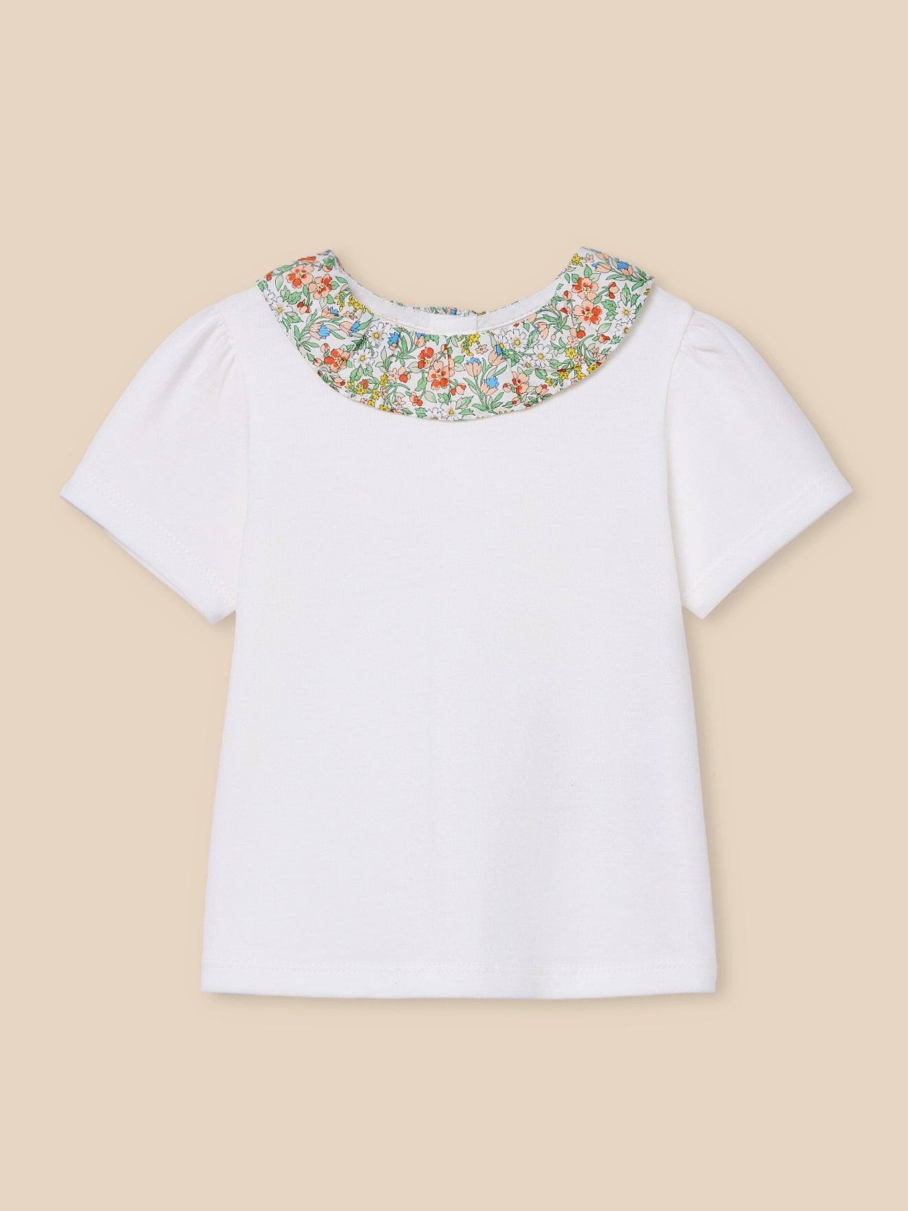 T-shirt Col En Tissu Liberty Bébé - Coton Biologique Liberty Nazanin