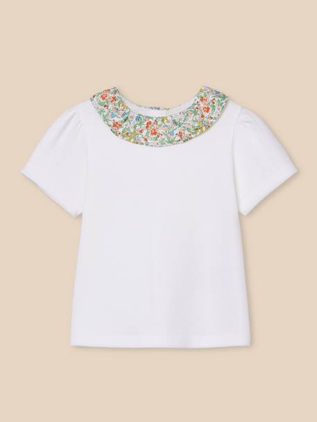 Bébé-T-shirt col en tissu liberty bébé - coton biologique
