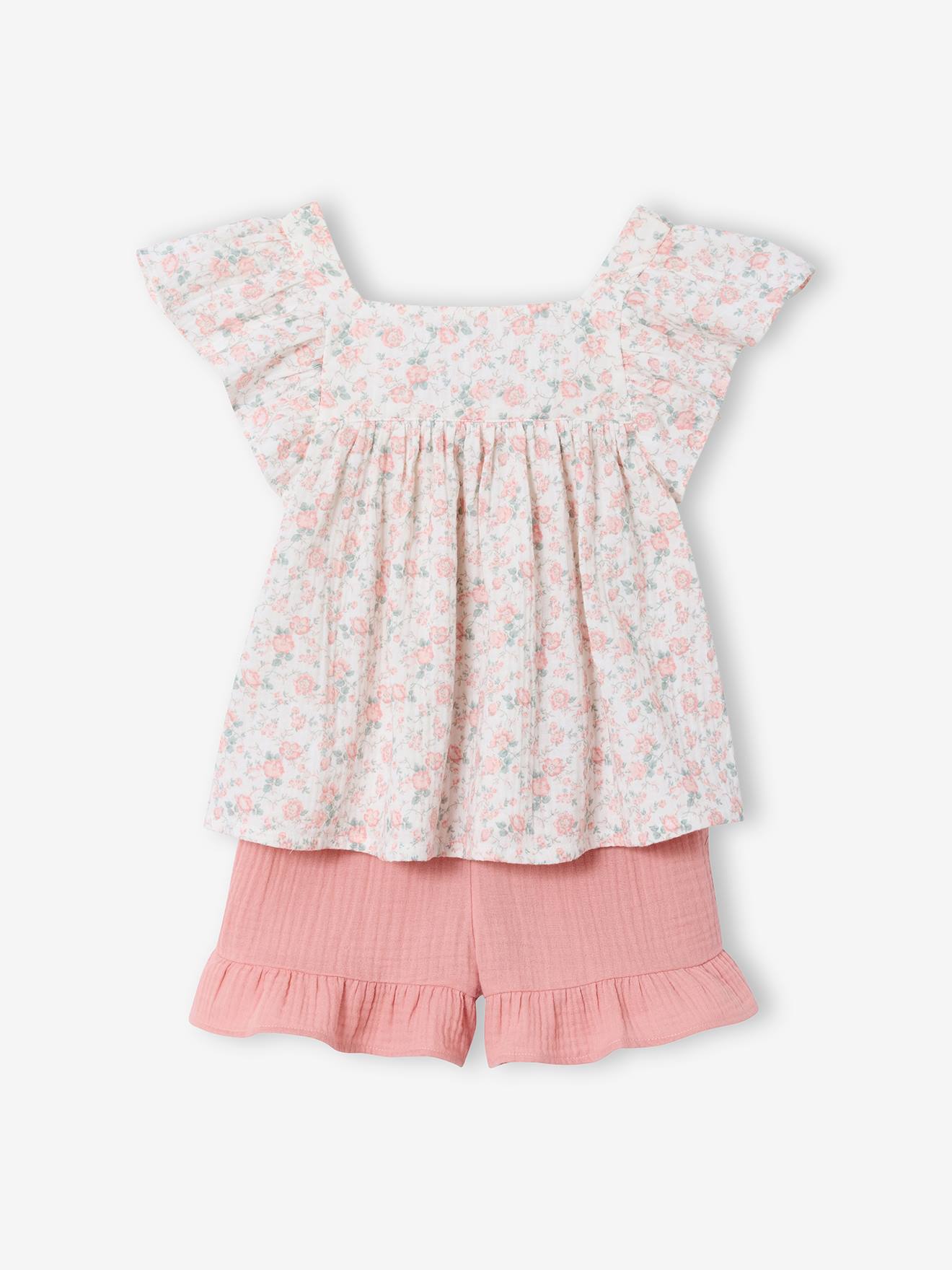 Ensemble short haut gaze de coton blush 15 €
