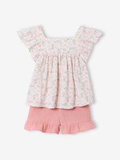 Ensemble short haut gaze de coton  - vertbaudet enfant