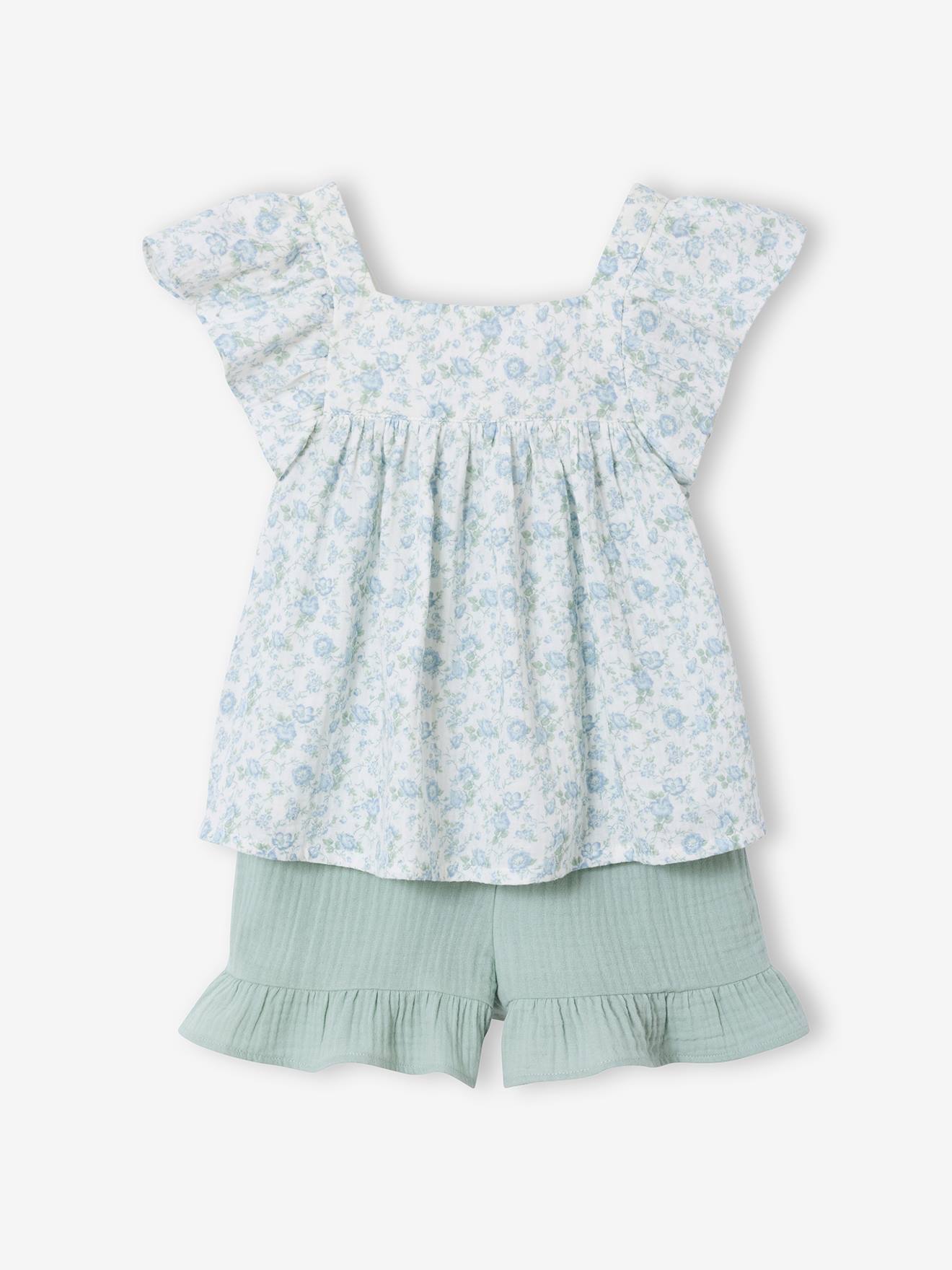 Ensemble short haut gaze de coton vert sauge 15 €