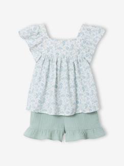 Ensemble short haut gaze de coton  - vertbaudet enfant