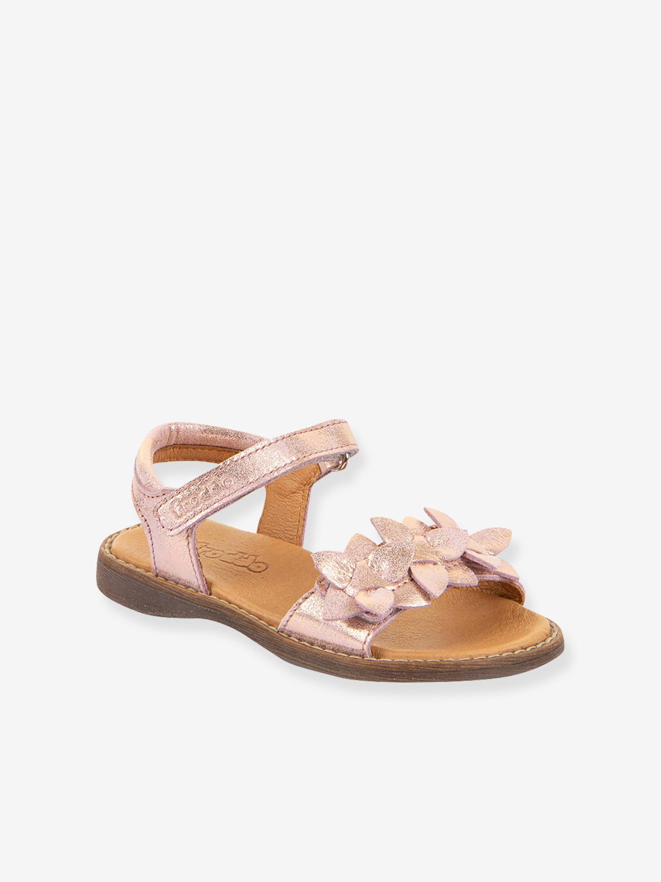 Sandales en cuir pour fille LORE FLOWERS froddo rose doré