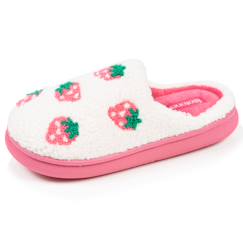 Chaussures-Chaussures fille 23-38-Chaussons mules sherpa fraise, semelle bloup xtra confort, amorti souple