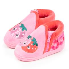 Chaussures-Chaussons bottillons velours maintien renforcé, fermeture zip, simple à enfiler