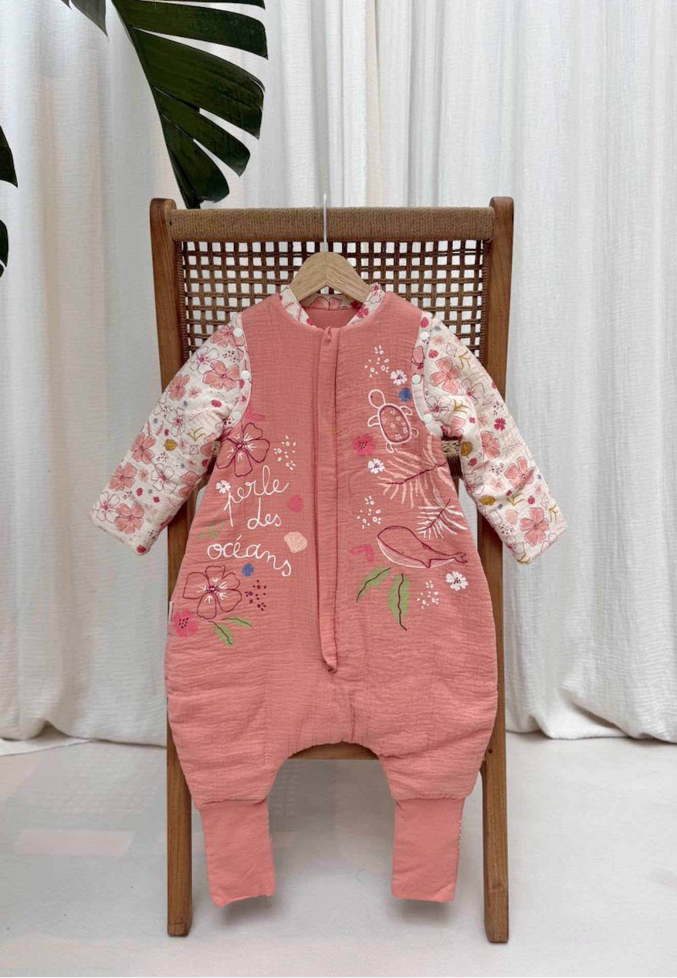 Turbulette Tog 2 En Gaze De Coton Avec Pieds Retroussables Et Manches Amovibles Santa Giulia Orange