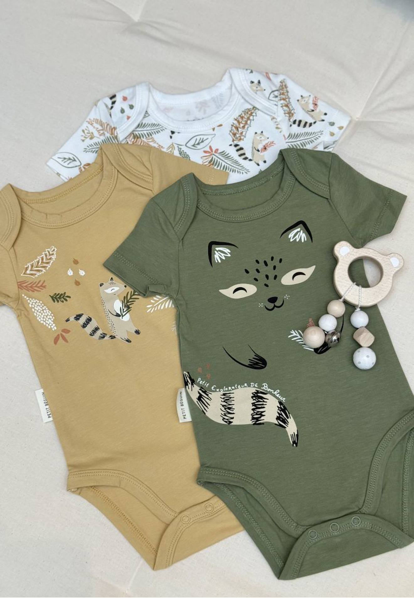 Lot De 3 Bodies Bébé Manches Courtes Gabin Vert