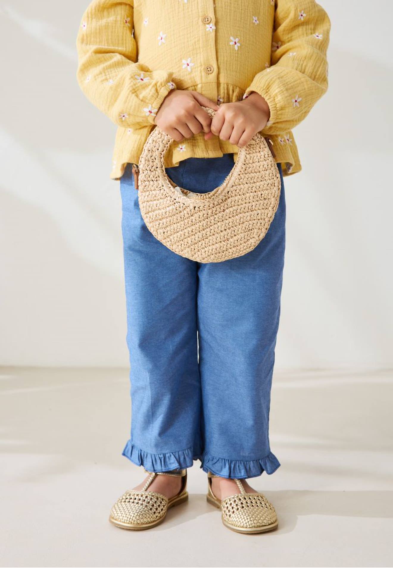 Pantalon Bébé En Chambray Camila Bleu