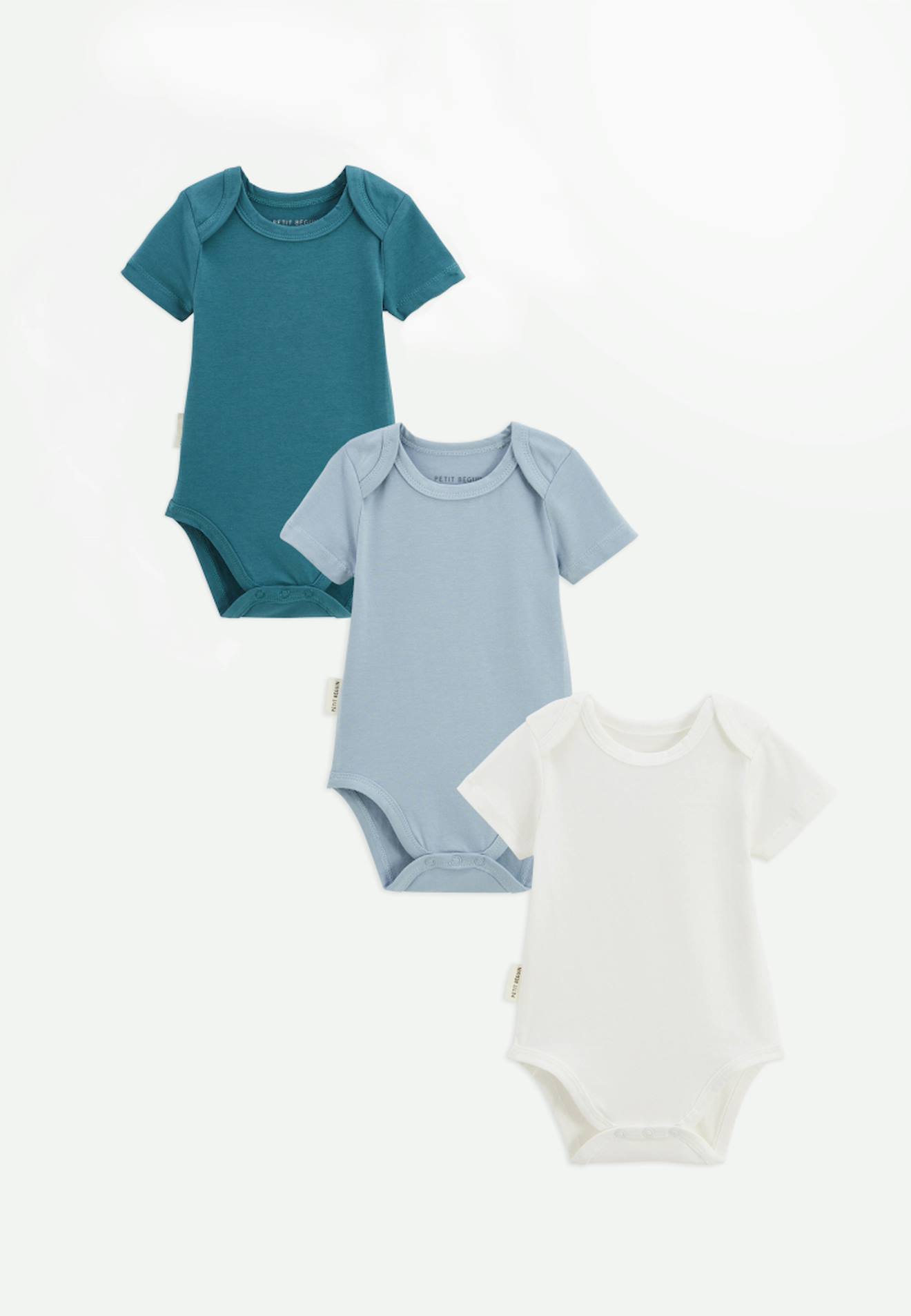 Lot De 3 Bodies Bébé Manches Courtes Baroudeur Bleu