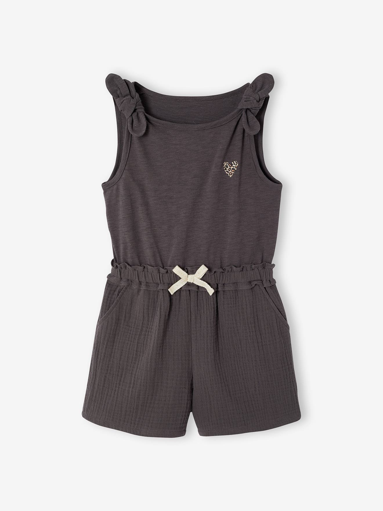 Combinaison short fille bi matire gris ardoise 10 €