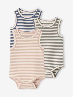 Lot 3 bodies bébé sans manches coton bio  - vertbaudet enfant