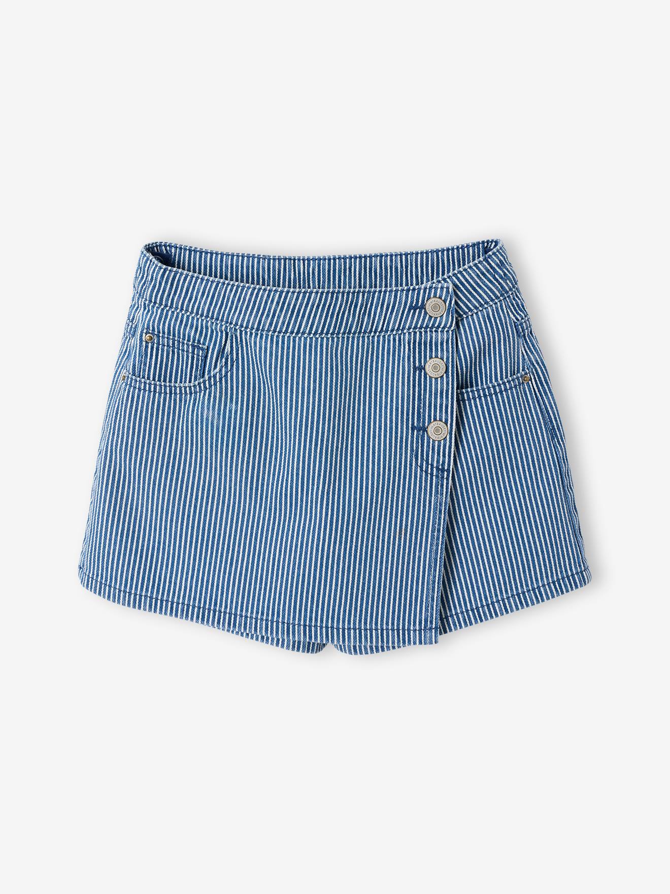 Jupe short fille rayée rayé bleu