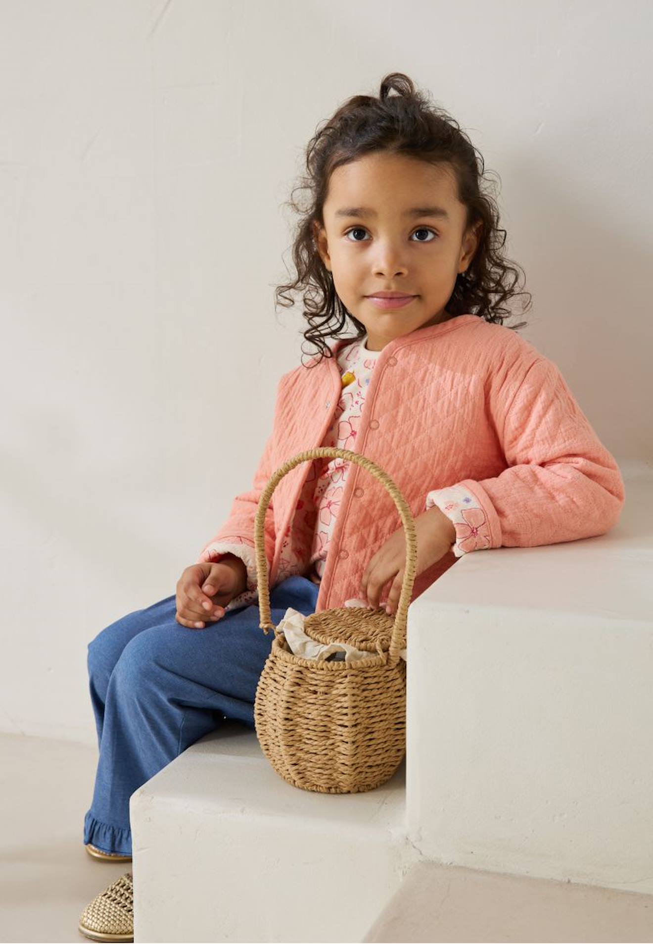 Veste Réversible Bébé En Gaze De Coton Santa Giulia Orange