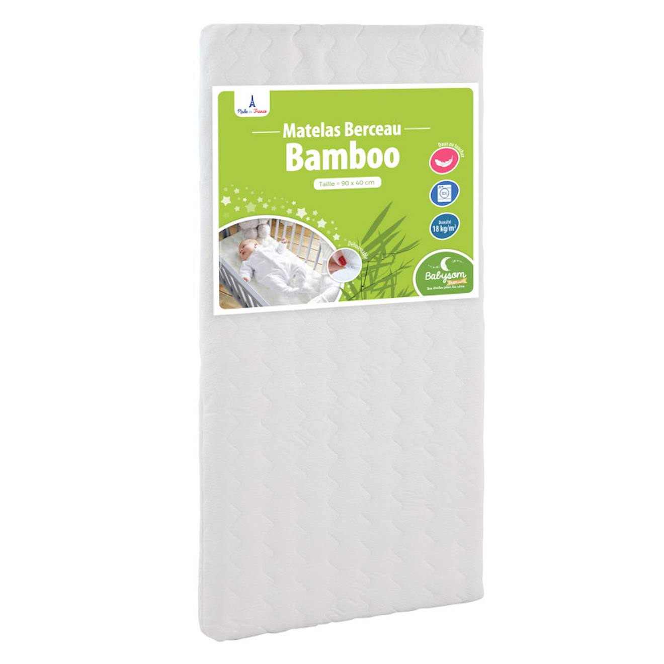 Matelas Cododo Bamboo Forme Rectangulaire Blanc (babysom) - Image 1
